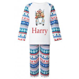 Three Bears in a Car Christmas Any Name Childrens Pyjamas