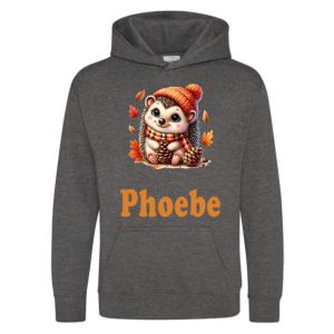 Autumn Hedgehog Any Name Childrens Hoodie