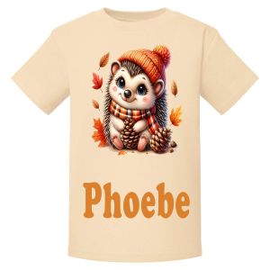 Autumn Hedgehog Any Name Childrens Printed T-Shirt