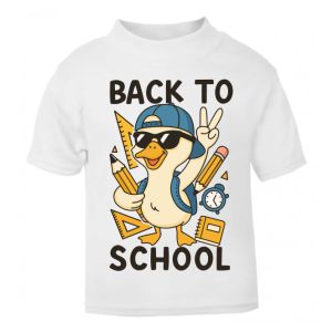 Back To School Boy Duck Any Name Childrens Printed T-Shirt