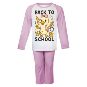 Back To School Girl Duck Any Name Childrens Pyjamas