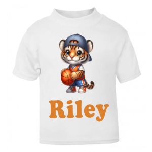 Tiger Basketball Player Any Name Childrens Printed T-Shirt