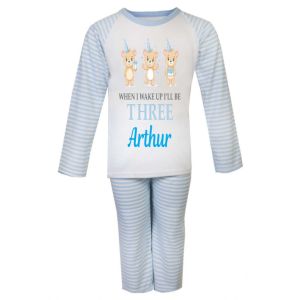 When I Wake Up I'll Be Any Age + Name Boy Birthday Bears Childrens Pyjamas