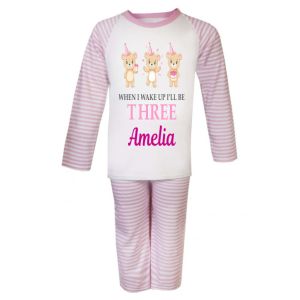 When I Wake Up I'll Be Any Age + Name Girl Birthday Bears Childrens Pyjamas