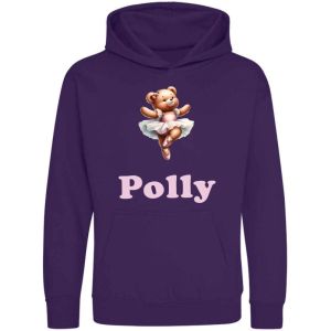 Ballerina Bear Any Name Childrens Hoodie