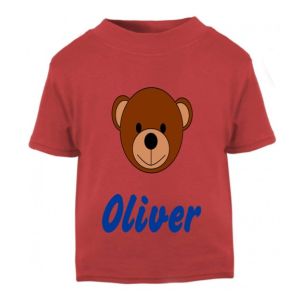 Teddy Bear Face Any Name Childrens Printed T-Shirt