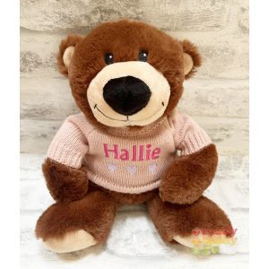 Brown Bertie Teddy Bear with Knitted Jumper