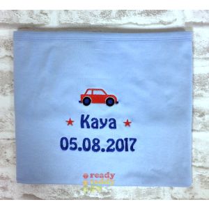 Any Name or Text (3 Lines) + Car Baby Cotton / Fleece Blanket