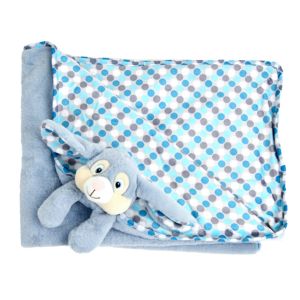 Blue Polka Dot Bunny Rabbit Large Baby Blanket