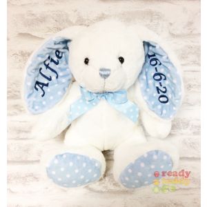 Baby Blue Spotty Rabbit (Name on Ear)