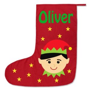 Boy Elf Any Name Printed Christmas Stocking
