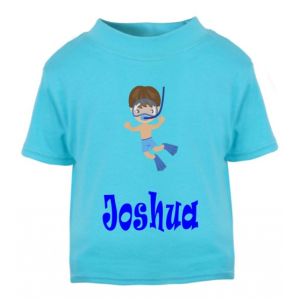 Swimming Boy Any Name Childrens Printed T-Shirt