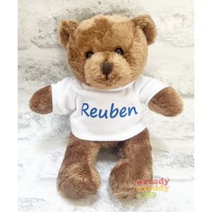 Personalised Teddy Bear - Mini Brown Ben The Teddy Bear - Printed T-Shirt - Any Name / Text or Custom Message