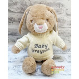 Keel Toys Eco Brown Bunny Rabbit with Knitted Jumper
