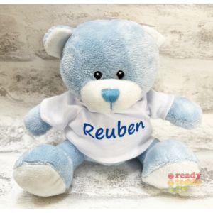 Personalised Teddy Bear - Mini Bundles The Blue Teddy Bear - Printed T-Shirt.