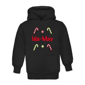 Christmas Candy Canes Any Name Childrens Hoodie