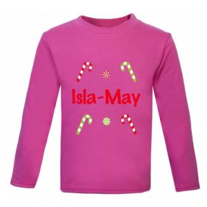 Christmas Candy Canes Any Name Childrens Printed T-Shirt