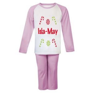 Christmas Candy Canes Any Name Childrens Pyjamas