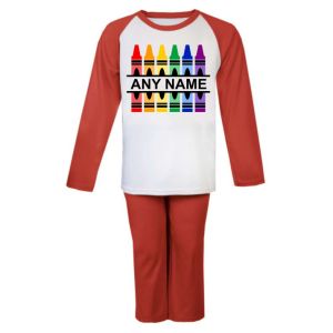 Coloured Crayons Any Name Childrens Pyjamas