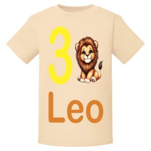 Cute Lion Birthday Any Name & Number Childrens Printed T-Shirt