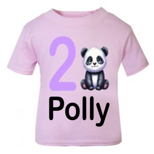 Panda Birthday Any Name & Number Childrens Printed T-Shirt