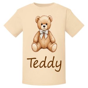 Cute Teddy Bear Any Name Childrens Printed T-Shirt