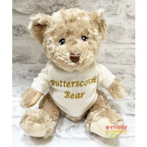 Personalised Teddy Bear - Embroidered with ANY NAME / TEXT - Medium 9 Inch Keel Toys Eco Dougie Teddy Bear Wearing Knitted Jumper.