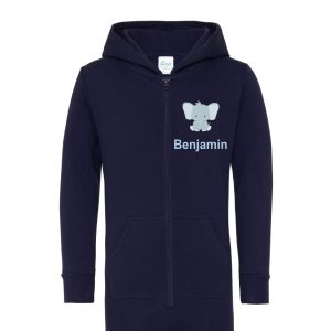 Elephant Any Name Childrens Zip Up Onesie