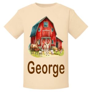 Farm Animals Barn Any Name Childrens Printed T-Shirt