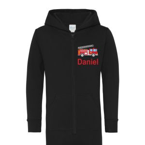 Fire Engine Any Name Childrens Zip Up Onesie