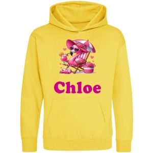 Flamingo Deckchair Any Name Childrens Hoodie