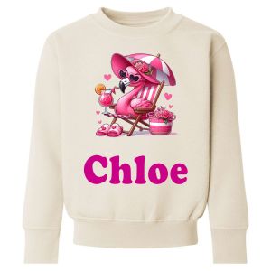 Flamingo Deckchair Any Name Childrens Sweatshirt / Jumper
