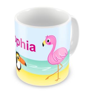 Tropical Flamingo + Name Mug