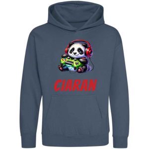 Gamer Panda Any Name Childrens Hoodie