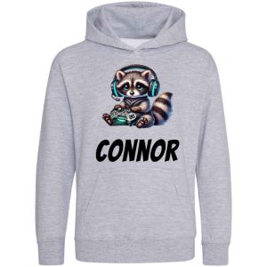 Gamer Raccoon Any Name Childrens Hoodie