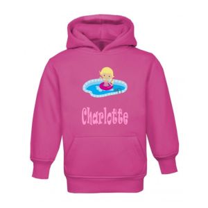 Swimming Girl Any Name Childrens Hoodie