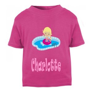 Swimming Girl Any Name Childrens Printed T-Shirt