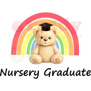 Teddy Bear Graduation Hat & Rainbow Design