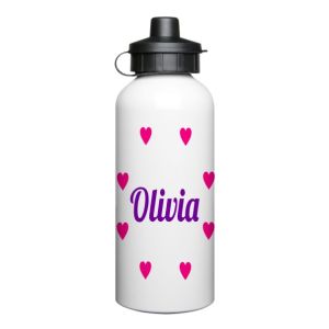 Any Name + Hearts 600ml Sports Drinks Bottle