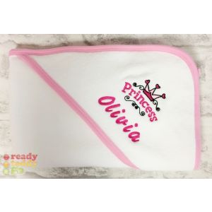 Name + Embroidered Design Baby Hooded Bath Towel