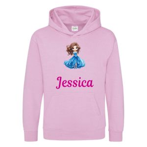 Blue Princess Any Name Childrens Hoodie