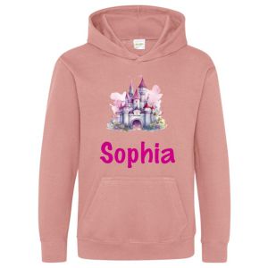 Watercolour Princess Castle Any Name Childrens Hoodie