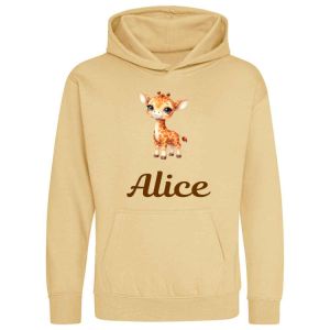 Cute Giraffe Any Name Childrens Hoodie