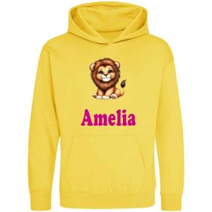 Cute Lion Any Name Childrens Hoodie