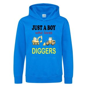 Just a Boy / Girl who loves DIGGERS Childrens Hoodie