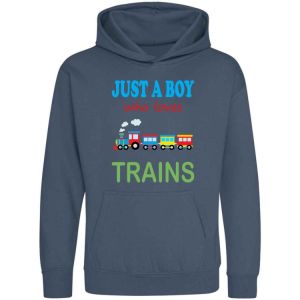 Just a Boy / Girl who loves TRAINS Childrens Hoodie