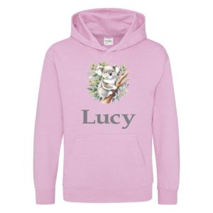 Koala in Tree Watercolour Any Name Childrens Hoodie