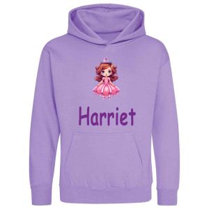 Pink Princess Crown Any Name Childrens Hoodie