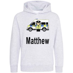 Policeman and Van Any Name Childrens Hoodie