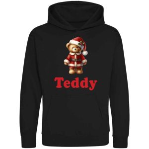 Christmas Santa Bear Any Name Childrens Hoodie